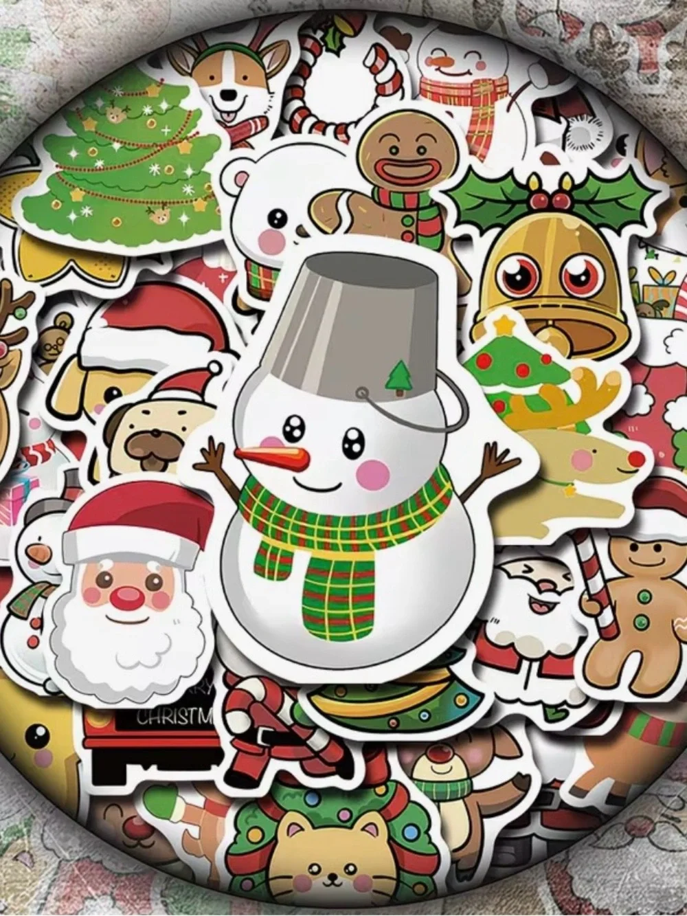 50 Christmas Cartoon Stickers Cute & Festive Crafts Kids School Party